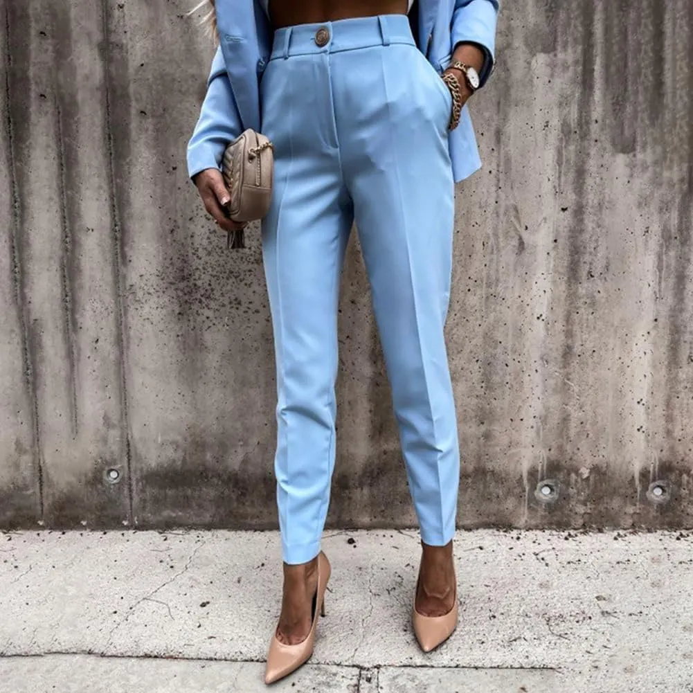 2 Piece Outfits for Women Dressy Blazer Jackets High Waisted Straight Leg Pants Suits Set Business Casual Office