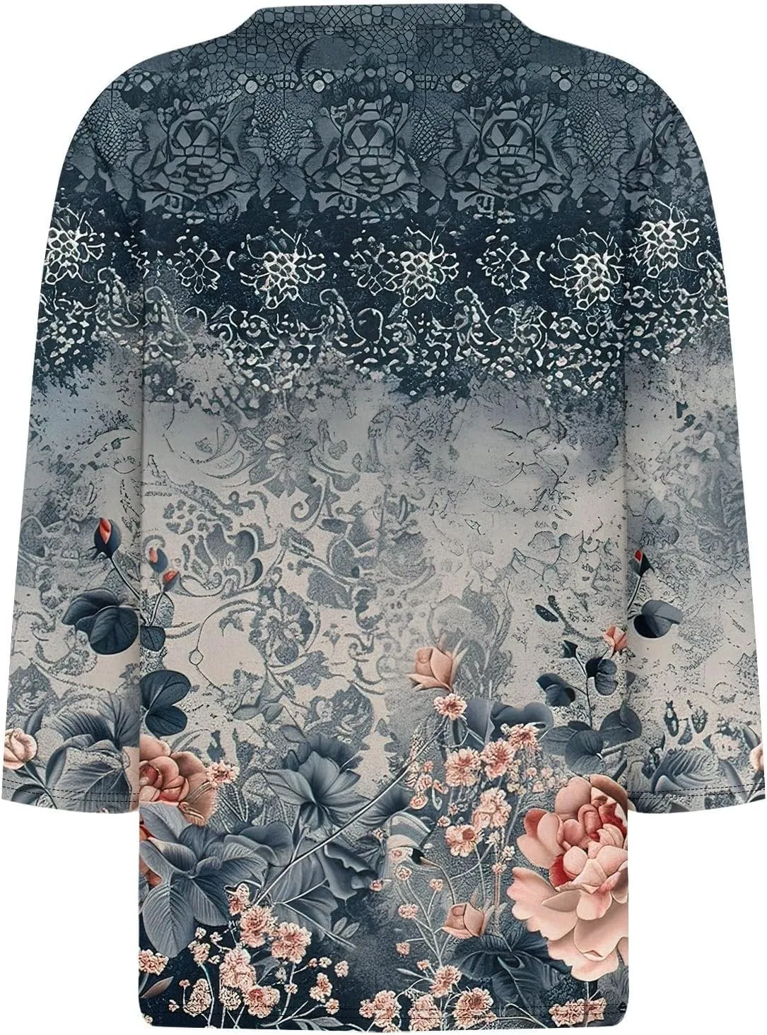 2025 Summer Shirts for Women 3/4 Length Sleeve Crewneck Tops Casual Loose Fit Shirt Floral Printed Cute Blouse