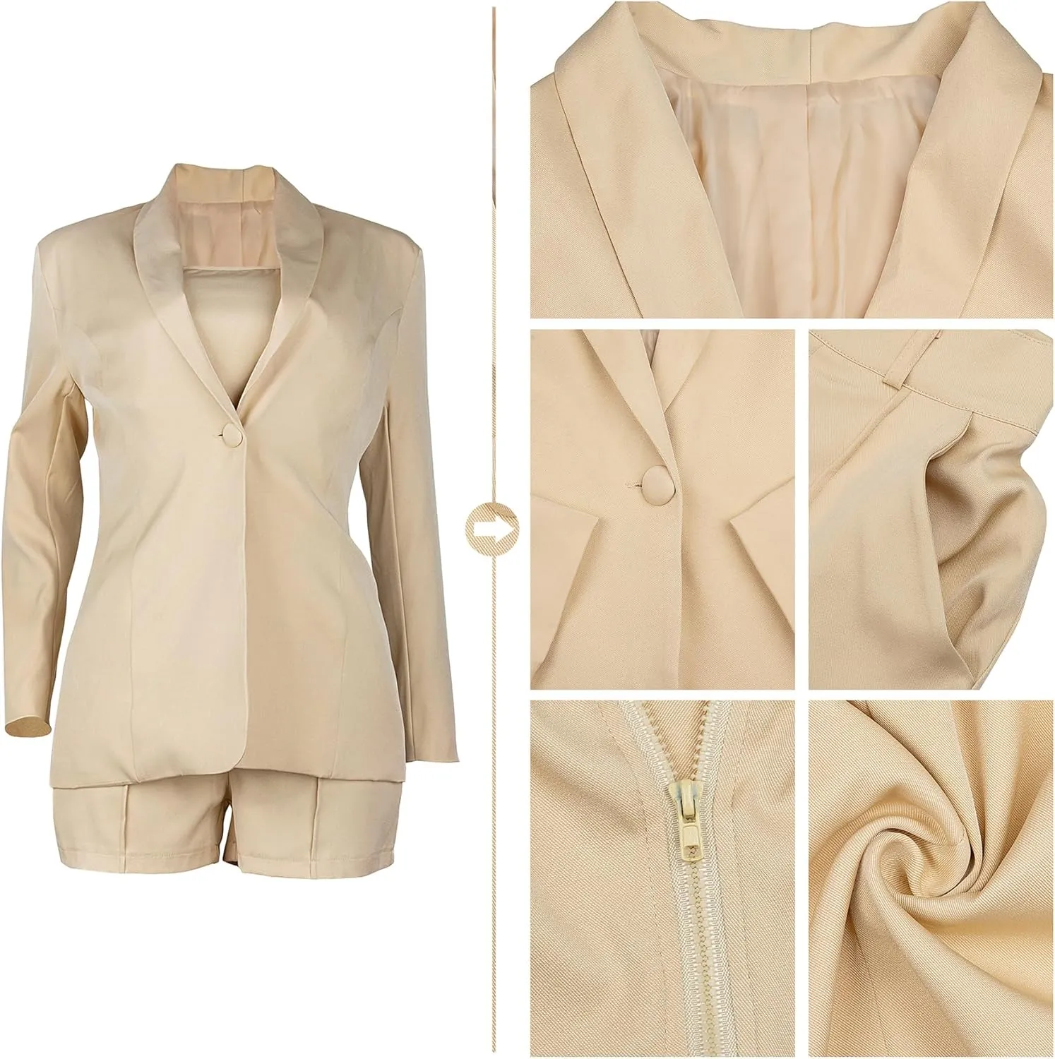 3 Piece Blazer Sets for Women Open Front Button Blazer   Crop Tops   Shorts Bottoms with Belt Business Suit Sets