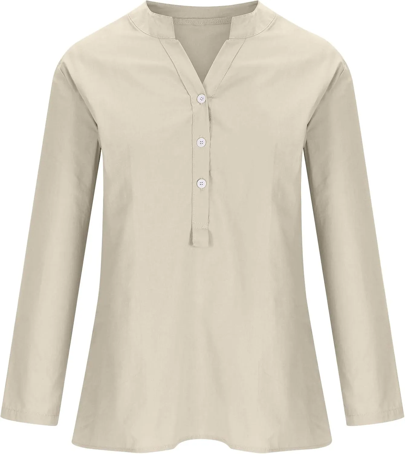 Ceboyel Women Cotton Linen Shirts Button Down Summer Blouse Roll-Up Sleeve Tops Tunic Trendy Boho Ladies Clothes 2023