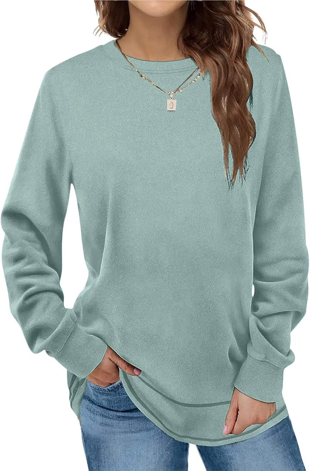Ceboyel Womens Long Sleeve T Shirts 2023 Loose Fit Tops Round Neck Causal Blouses Shirt Trendy Fall Winter Outfits Clothes