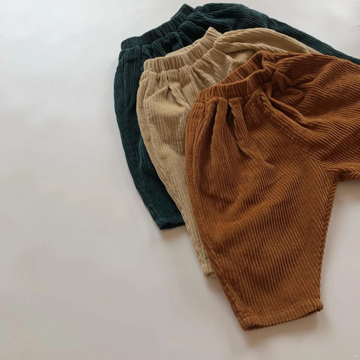 iiniim Toddler Baby Girls Boys Corduroy Long Pants Elastic Waist Casual Trousers Bottoms