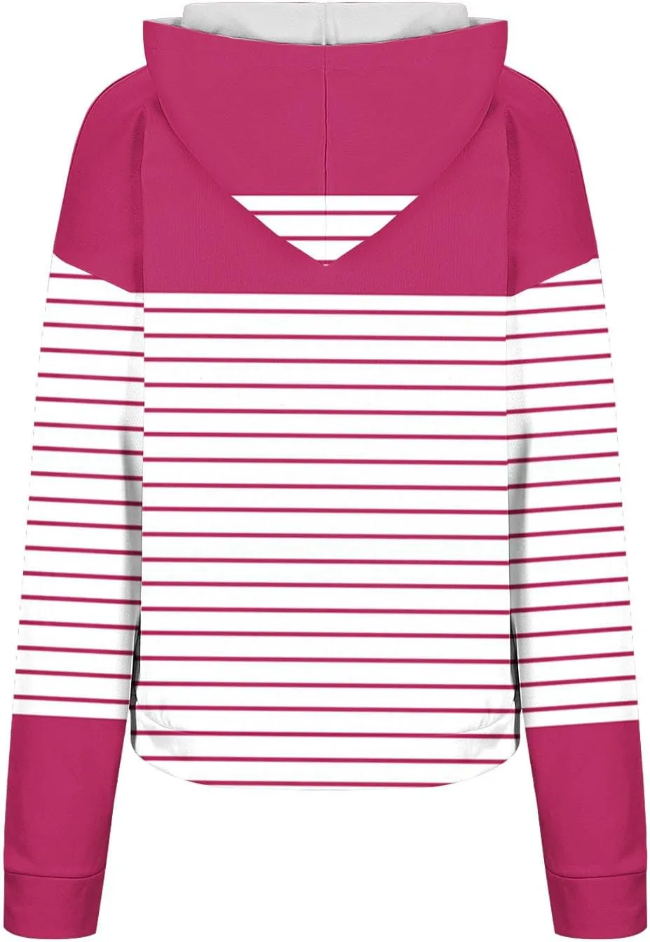 Ladies Stripes Hoodie Women Color Block Hoody Shirt Sweatshirt V Neck Sweater Top with Buttons Long Sleeve Pullover