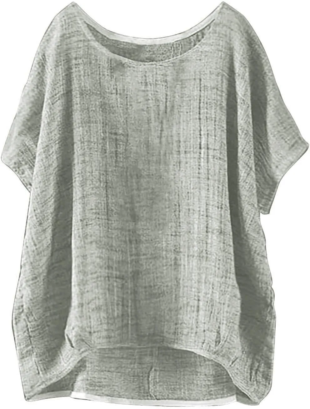 Linen Shirts for Women Summer 2025 Trendy Tunics Crewneck Short Sleeve Gauze Tops Casual Loose Fitted Comfy Blouses