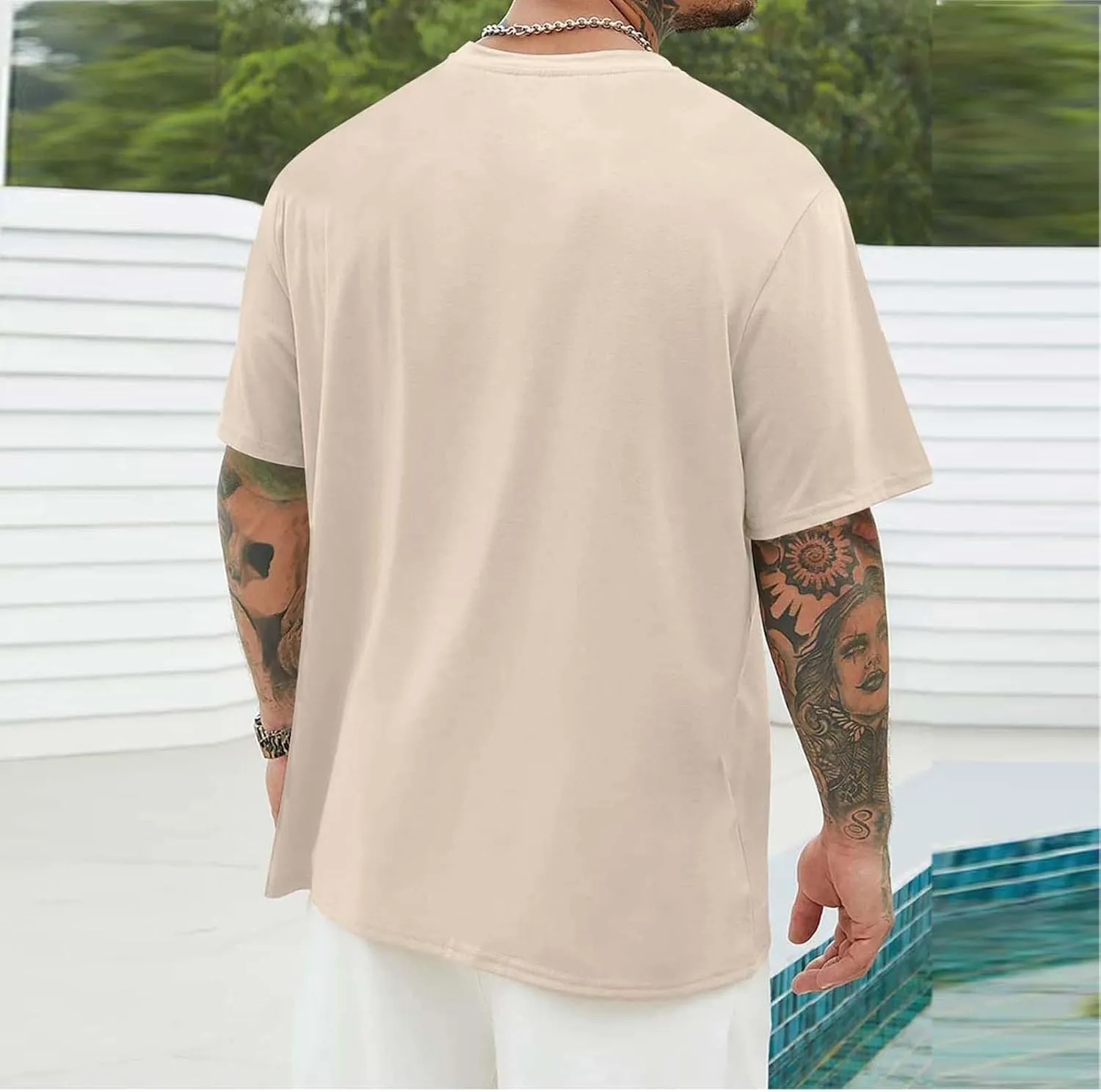 Men's Heavy Weight T-Shirts Casual Crew Neck Oversized Coconut Tree Graphic Tee Tropical Beach Floral Palm Shirts