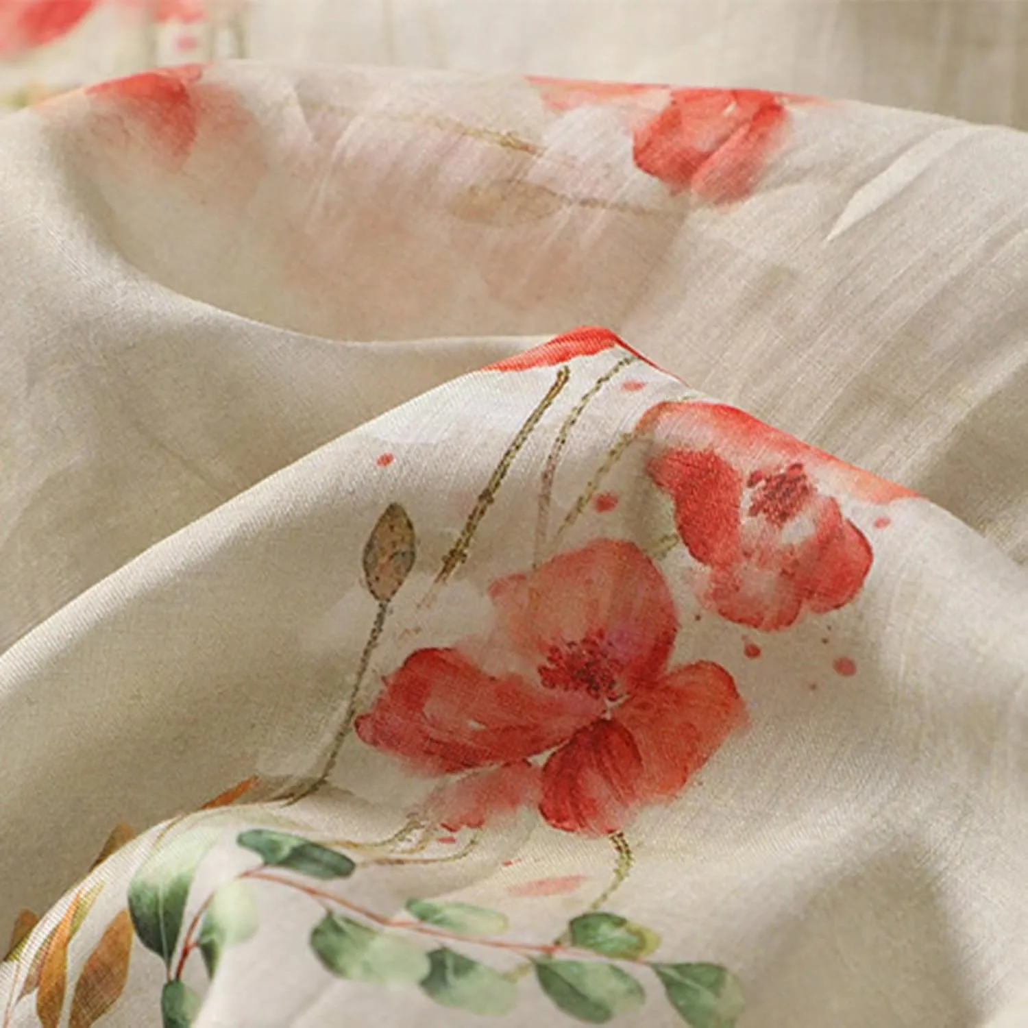 Women Half Sleeve Floral Linen Shirts Mandarin Collar Frog Button Blouse Vintage Chinese Traditional Tang Suit Tops