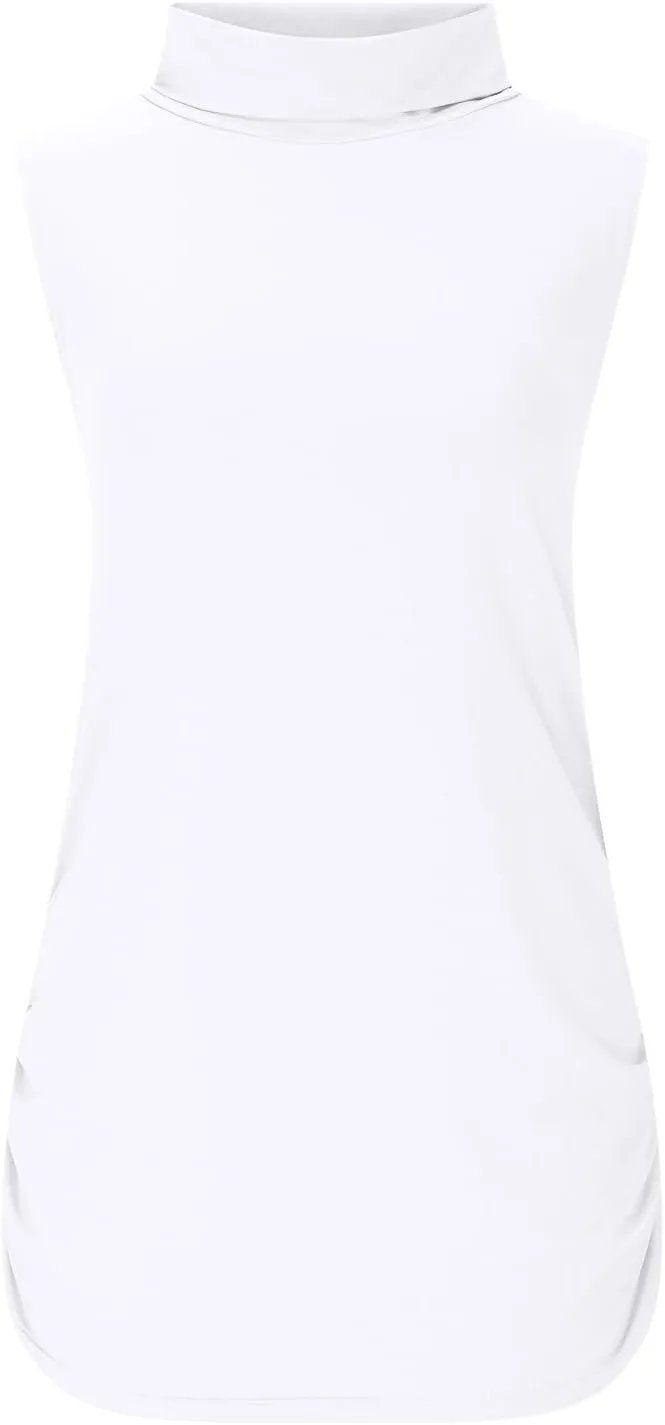 Women Mock Turtleneck Long Sleeve T Shirt Plus Size Sleeveless Tank Tops Basic Stretch Slim Fit Undershirts