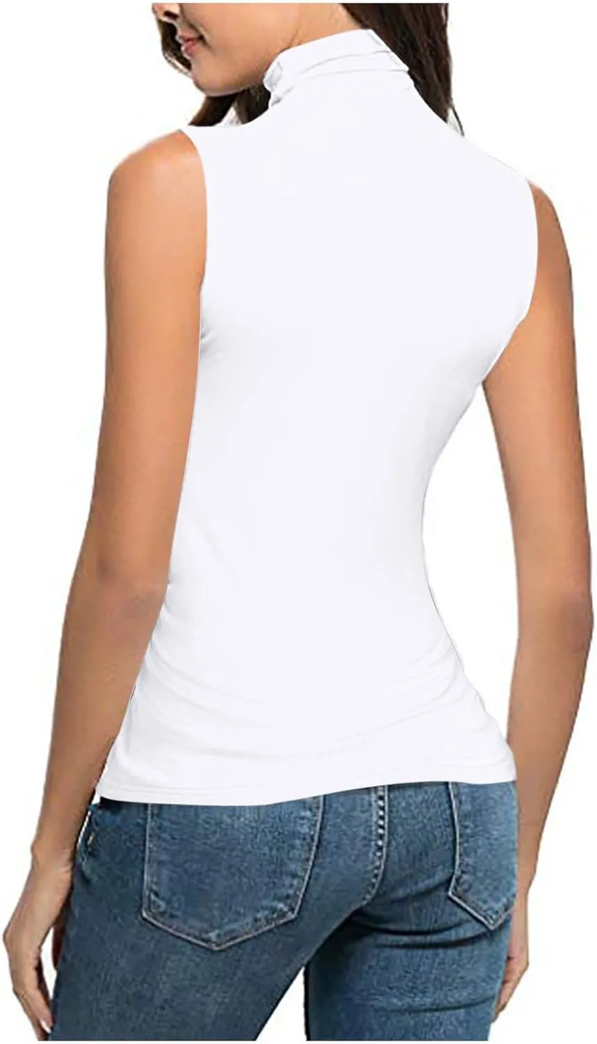 Women Mock Turtleneck Long Sleeve T Shirt Plus Size Sleeveless Tank Tops Basic Stretch Slim Fit Undershirts