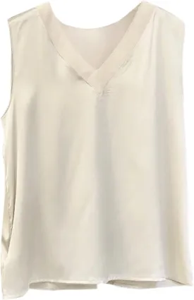 Women Tank Tops Basic Cami Tops Shirt Racerback Blouses Women's Camisole Glossy Satin Sleeveless V Neck Lace Toggle