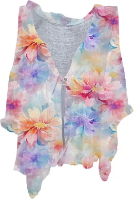 Womens Casual Button V Neck Women's Floral Butterfly Print Natural Autumn Fragrant Shirts Loose Work Tops