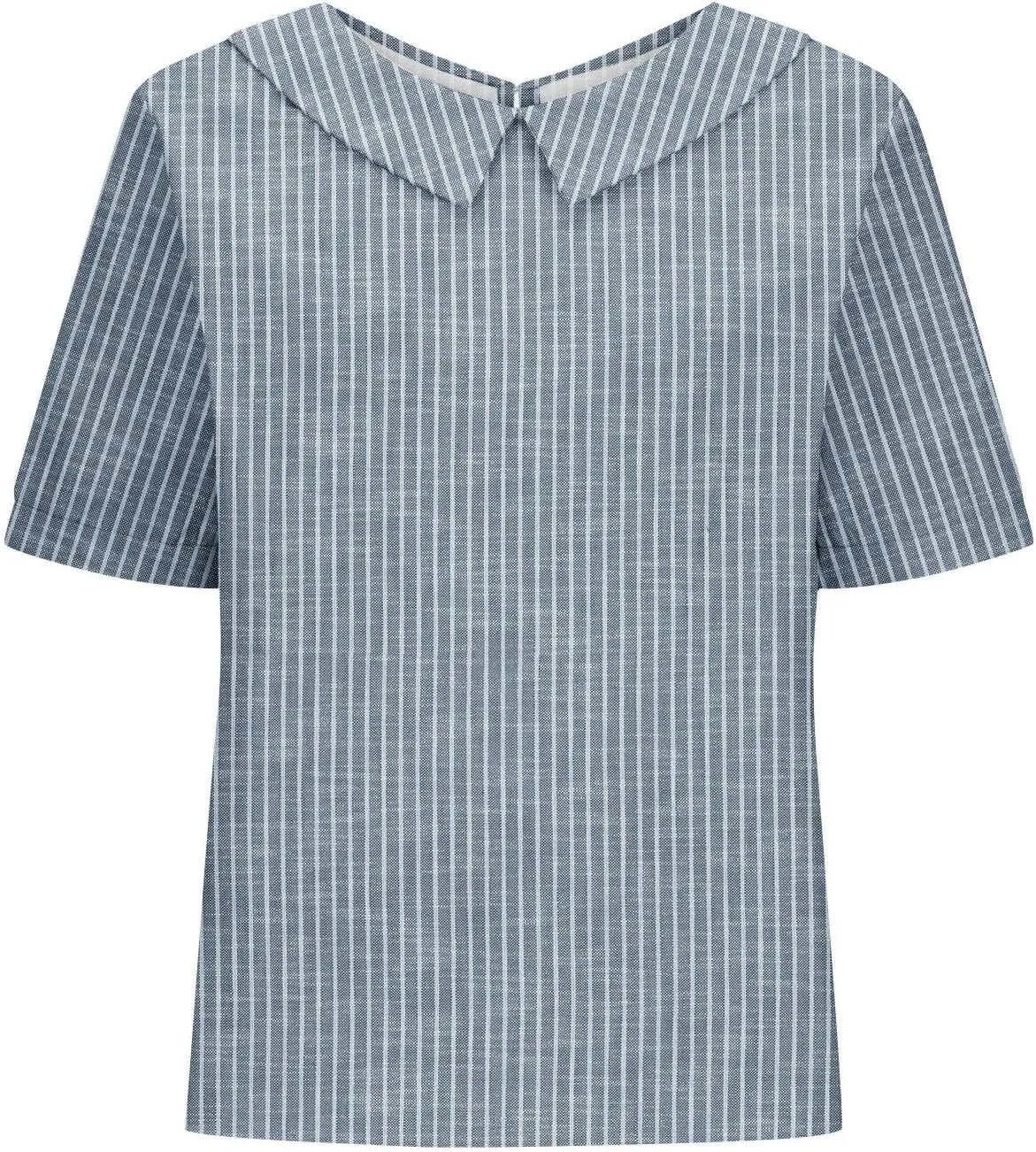 Womens Cotton Linen Tops Fashion Striped Printed Lightweight Loose T-Shirts Short Sleeves Turndown Collar Tee Shirts