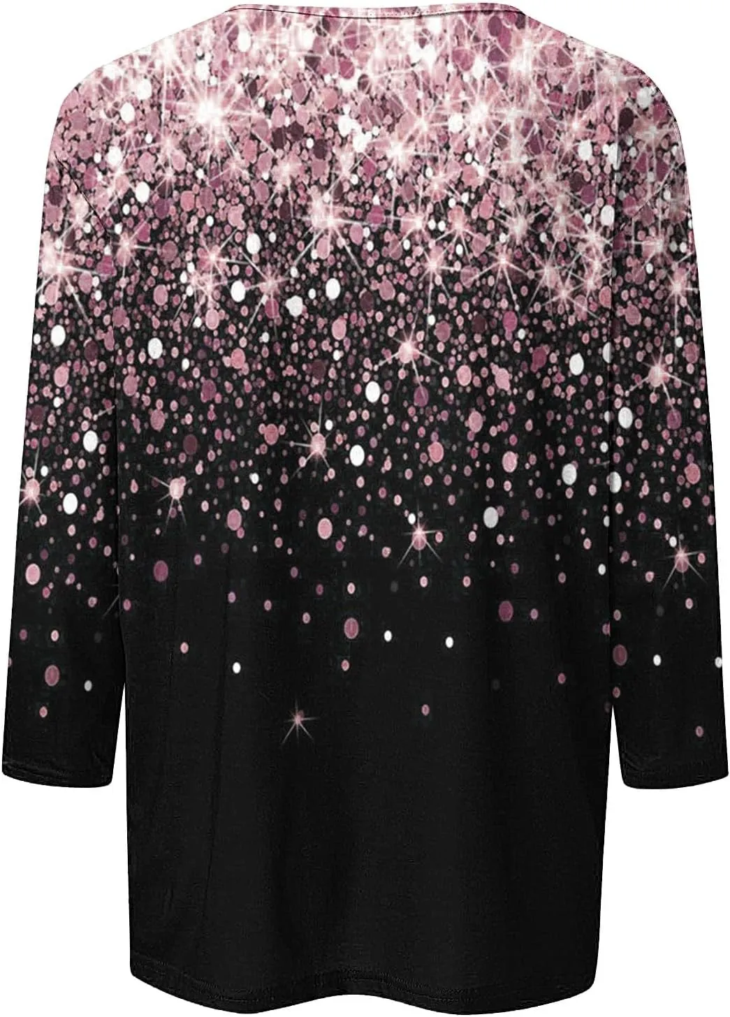 Women's Sequin Tops 3/4 Sleeves Glitter Dressy Blouses Round Neck Sparkly Tops for Party, Evening, Cocktail