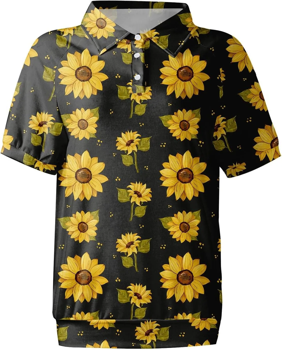 Womens Shirts Casual Short Sleeve Work Outfits Summer Tops Trendy Floral Print Blouses Lapel Collared