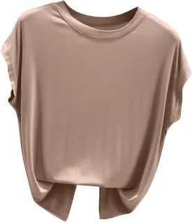 Womens Summer Athletic Vests Roune Neck Sleeveless Pullover Sproting Tank Tops Solid Color Loose Comfy Fitness Vest