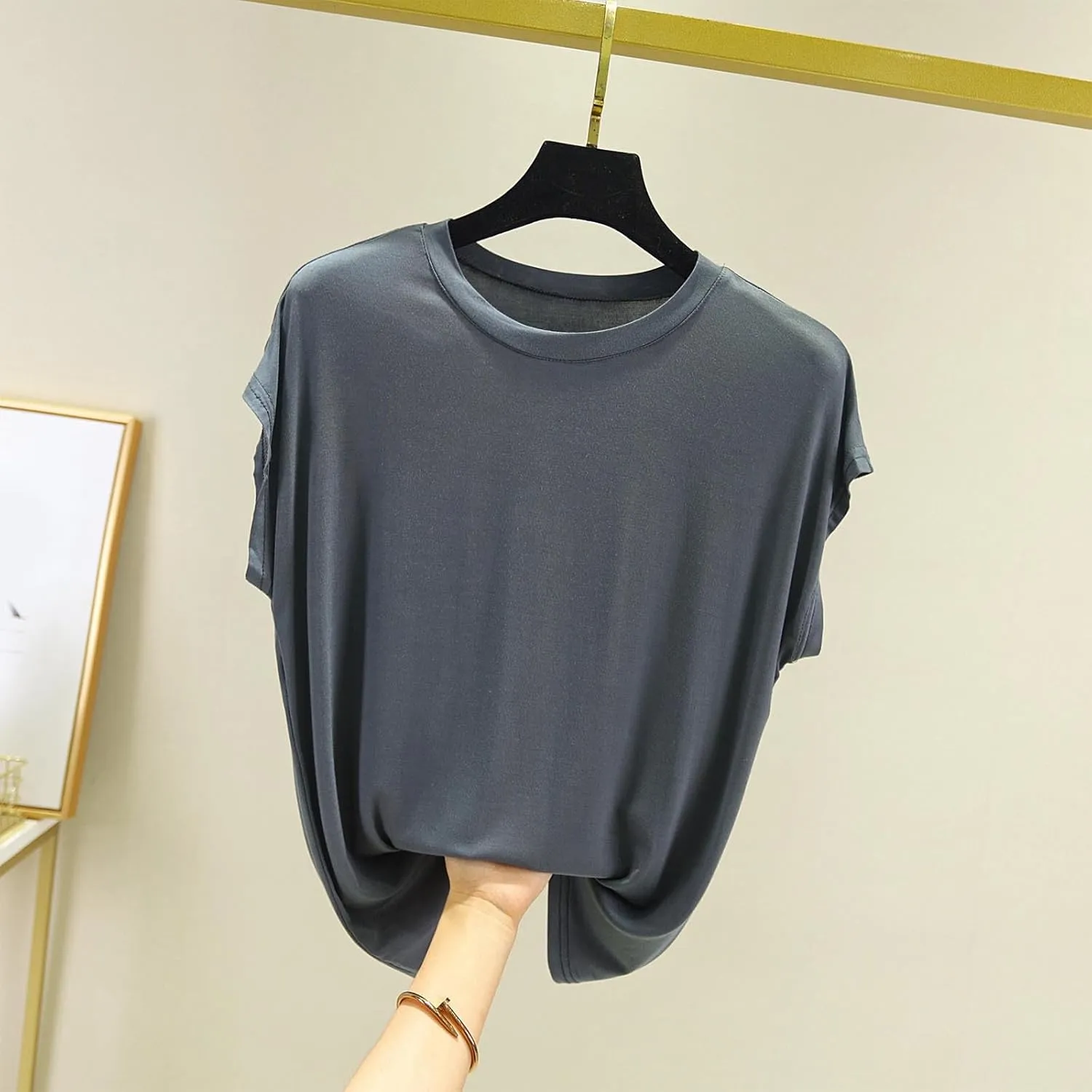 Womens Summer Athletic Vests Roune Neck Sleeveless Pullover Sproting Tank Tops Solid Color Loose Comfy Fitness Vest