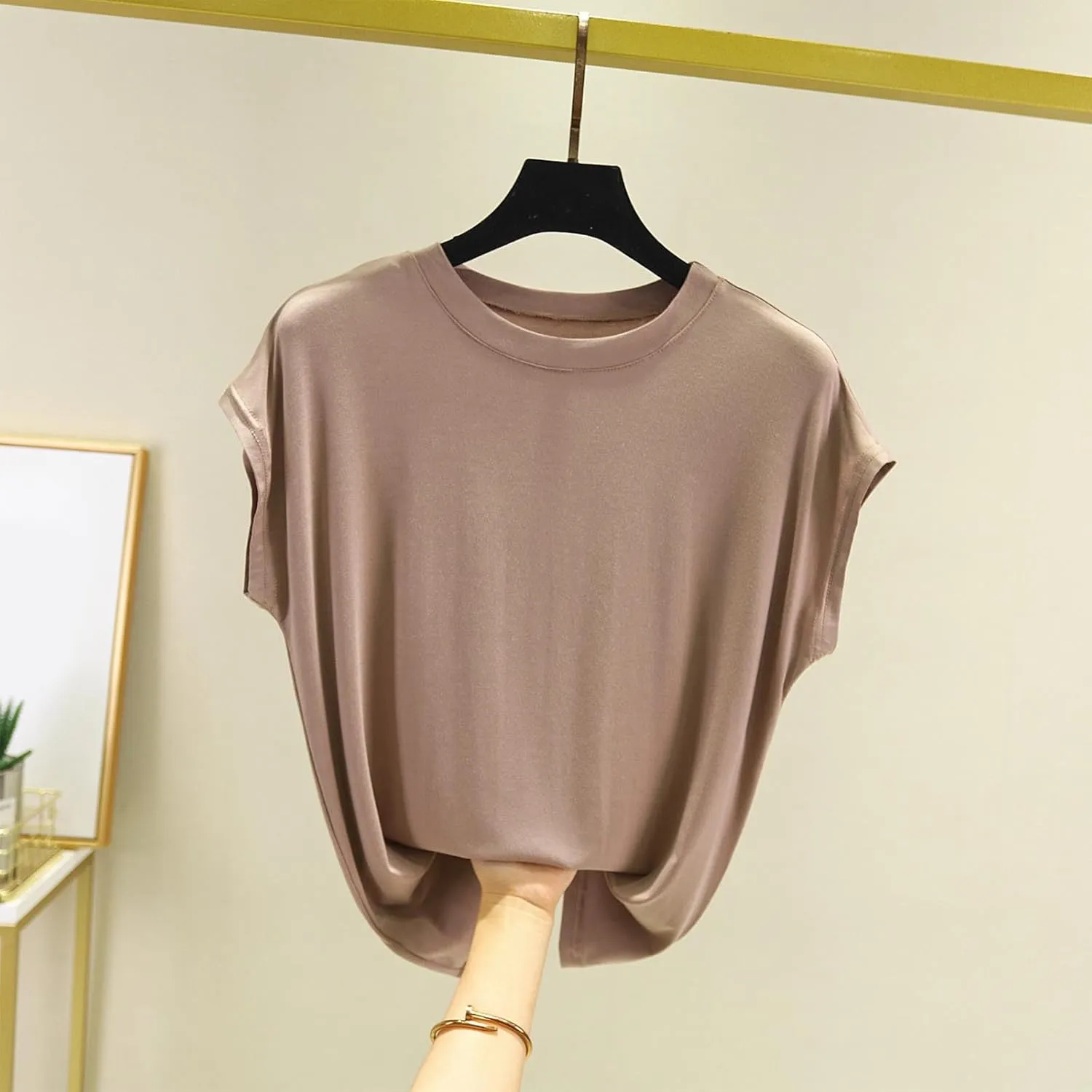 Womens Summer Athletic Vests Roune Neck Sleeveless Pullover Sproting Tank Tops Solid Color Loose Comfy Fitness Vest